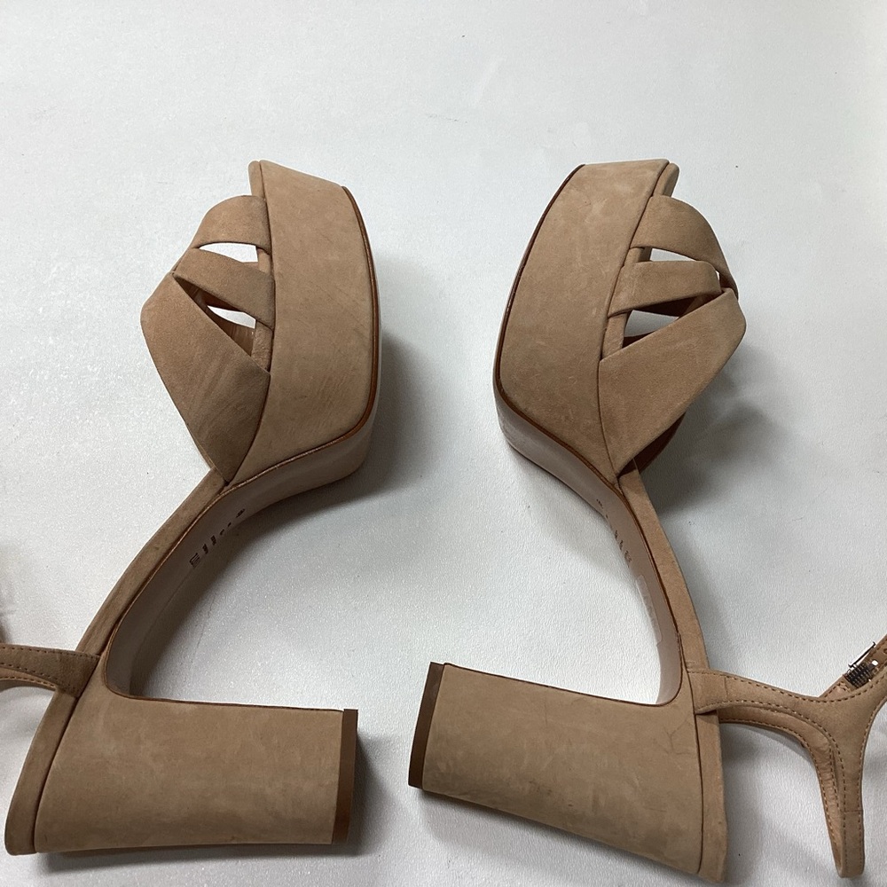 Schutz Keefa Nubuck Platform Ankle Strap Block Heel Sandals Size 11 - Picture 8 of 16